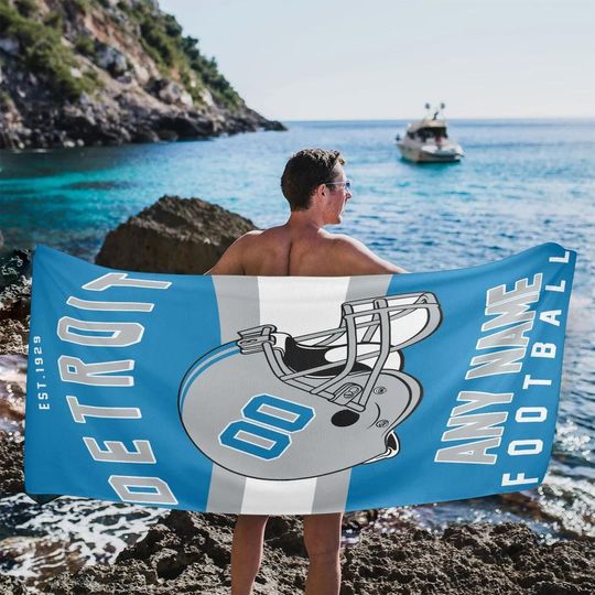 Personalized Detroit Football Beach Towel, Game Day Fan Gift