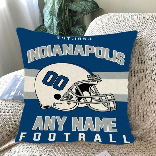 Personalized Indianapolis Football Throw Pillow, Game Day Fan Gift, Bedroom Throw Pillow Decor