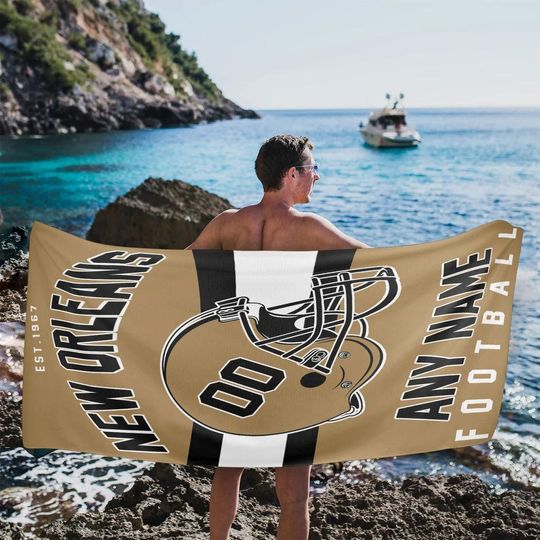 Personalized New Orleans Football Beach Towel, Game Day Football Team Decor Fan Gifts