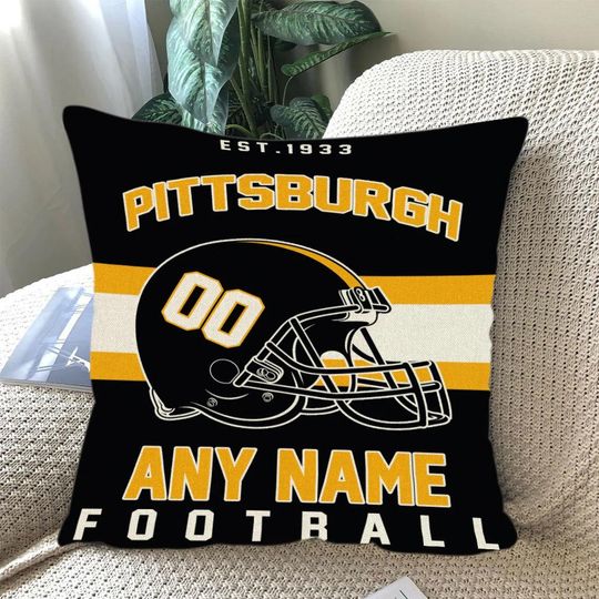 Personalized Pittsburgh Football Throw Pillow, Game Day Fan Gift, Bedroom Throw Pillow Decor