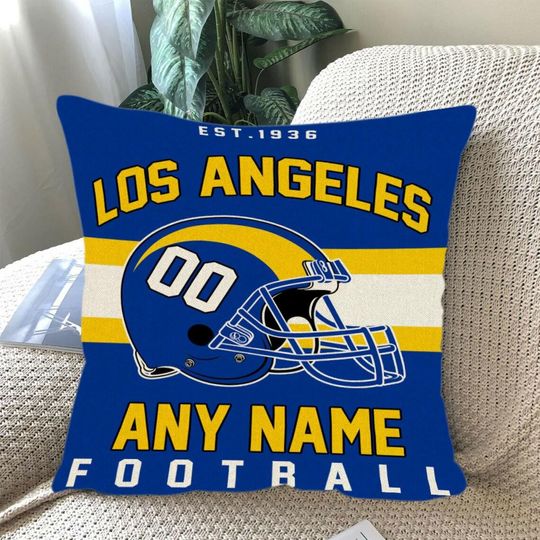 Personalized Los Angeles Rams Football Throw Pillow, Game Day Fan Gift, Bedroom Throw Pillow Decor