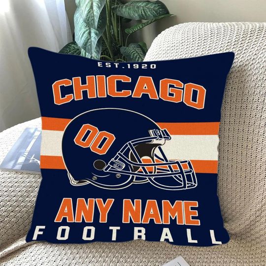 Personalized Chicago Football Throw Pillow, Game Day Fan Gift, Bedroom Throw Pillow Decor
