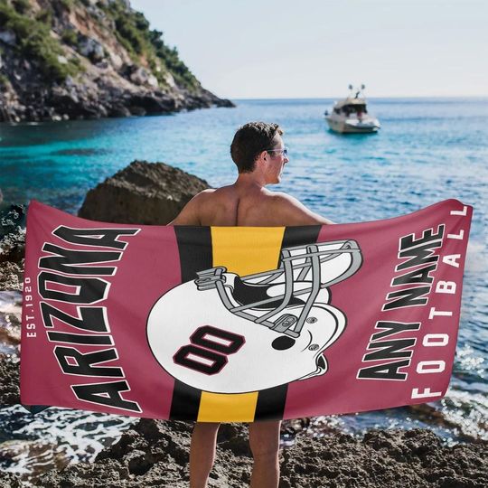 Personalized Arizonna Football Beach Towel, Game Day Fan Gift