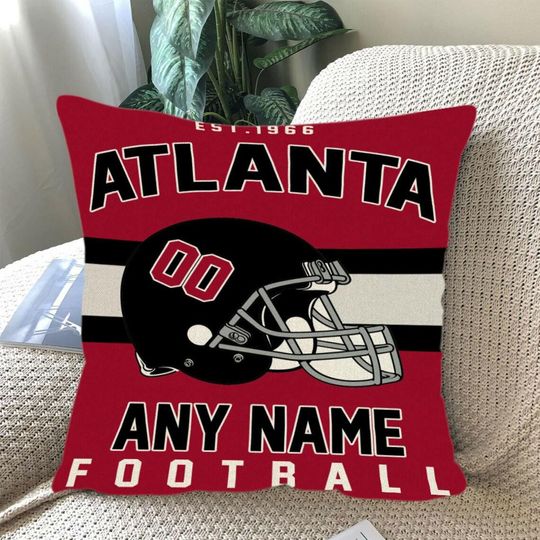 Personalized Atlanta Football Throw Pillow, Game Day Fan Gift, Bedroom Throw Pillow Decor