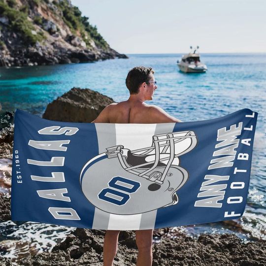 Personalized Dallas Football Beach Towel, Game Day Fan Gift