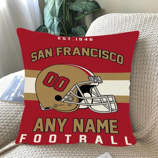 Personalized San Francisco Football Throw Pillow, Game Day Fan Gift, Bedroom Throw Pillow Decor