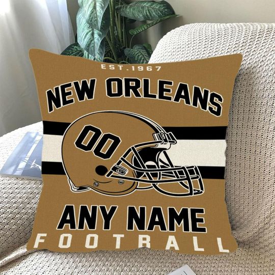Personalized New Orleans Football Throw Pillow, Game Day Fan Gift, Bedroom Throw Pillow Decor