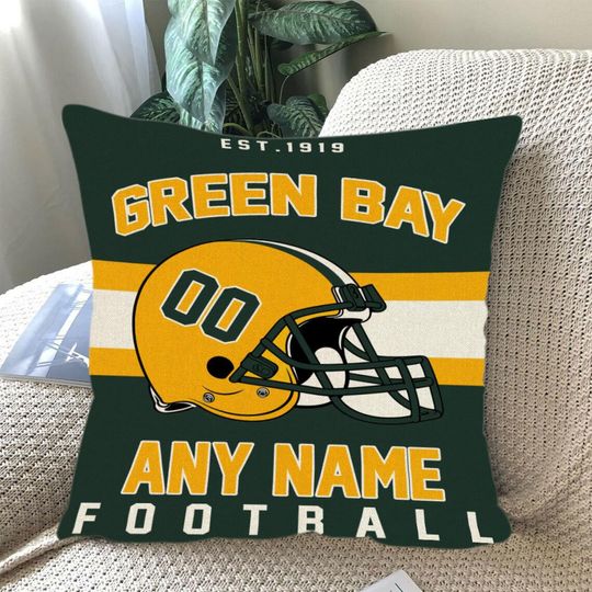 Personalized Green Bay Football Throw Pillow, Game Day Fan Gift, Bedroom Throw Pillow Decor