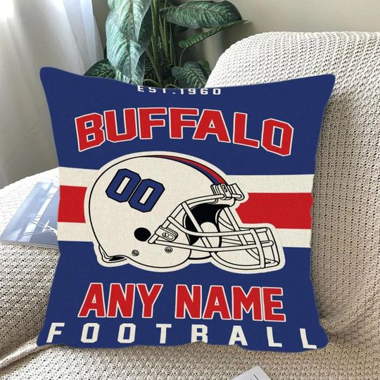Personalized Buffalo Football Throw Pillow, Game Day Fan Gift, Bedroom Throw Pillow Decor
