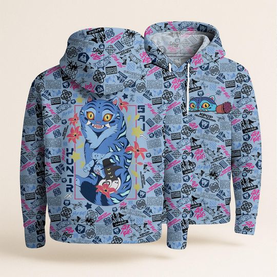 Derpy Tiger Hoodie, Funny Tiger Costume, Unisex Kpop Merch Hoodie, Blue Tiger Shirt