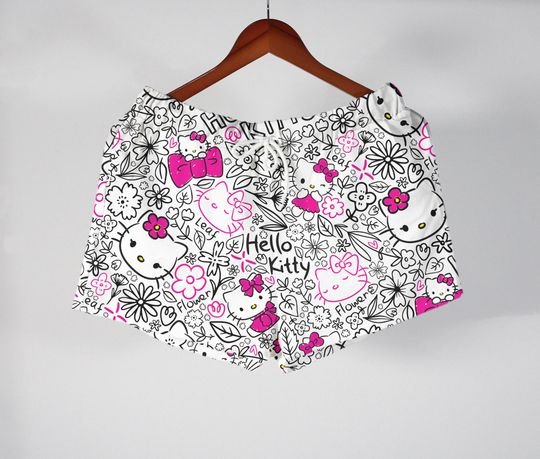 Hello Kitty Hawaiian Shirt Tropical Button Up Shirt Summer Aloha Hawaii Set