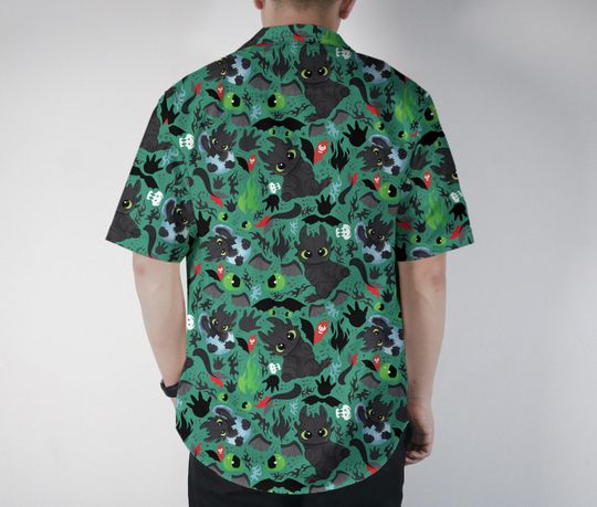 Toothless Hawaiian Shirt Tropical Button Up Shirt