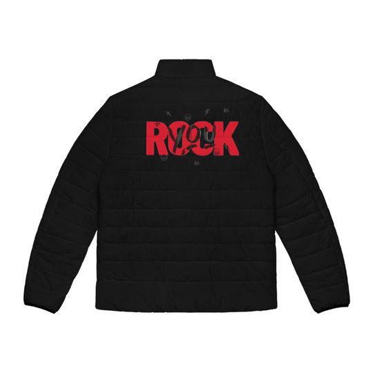 Rockstar Puffer Jacket, Rock Puff Coat, Rocker Down Jacket, Punk Rock Revolution Puffer Jacket