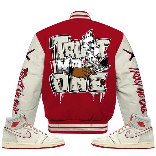 2025 High OG Cinnabar 1s Varsity Jacket, Trust No One Baseball Jackets