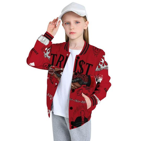 Bred Velvet 11s Varsity Jacket, Trust No One Baseball Jackets