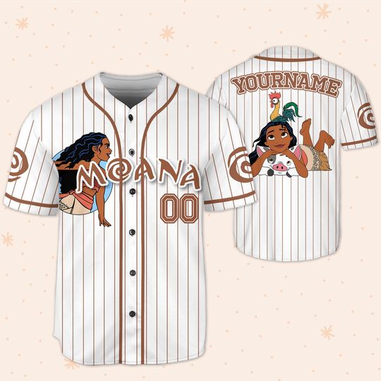 Custom Disney Princess Moana Simple Baseball Jersey, Disney Princess Moana Simple Baseball Jersey