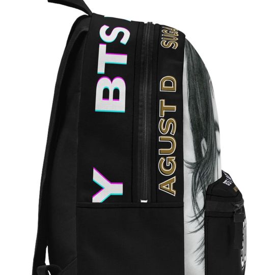 BTS Suga Black Backpack, Kpop Army Knapsack, Agust D Min Yoongi Bag, BTS Merchandise