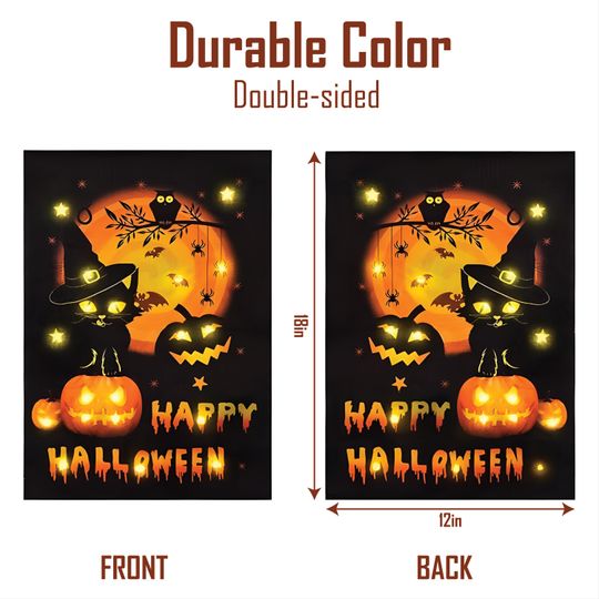 Double Sided Solar LED Halloween Yard Flag, Small Halloween Yard Flag