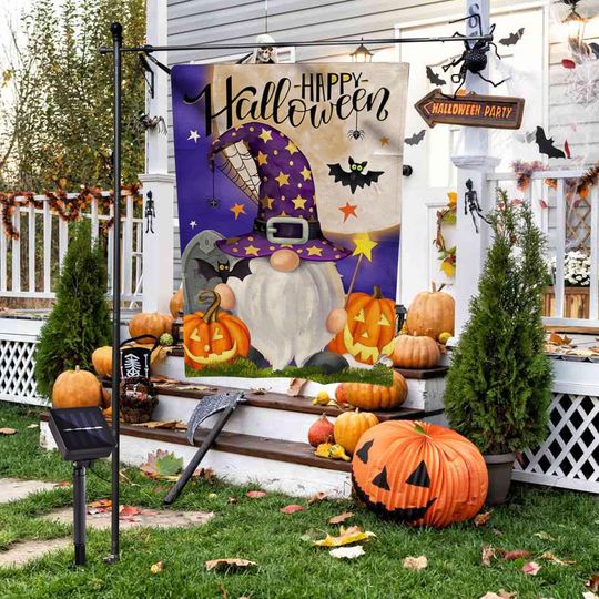 Double Sided Solar LED Halloween Yard Flag, Small Halloween Yard Flag