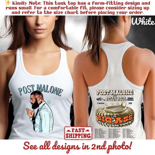Vintage Post Malone Double Sided Tank Top, Posty 2025 Tour Merchandise