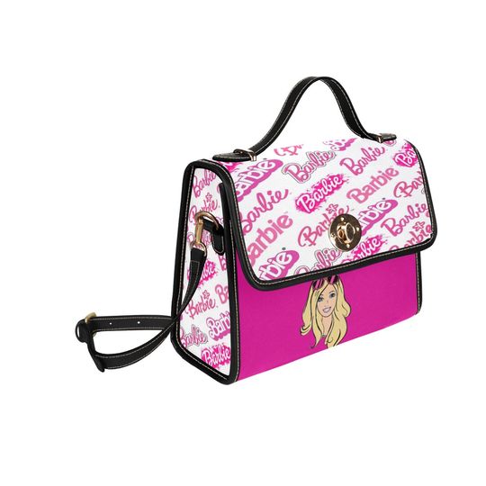Character Pink Barbie with Glasses Lock bag (black shoulder strap, black edging)