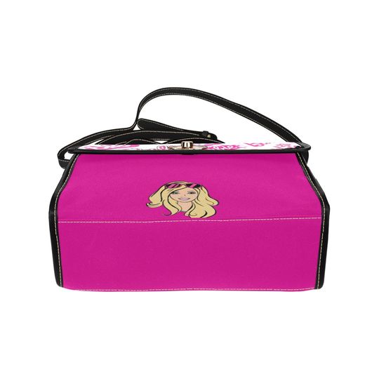 Character Pink Barbie with Glasses Lock bag (black shoulder strap, black edging)