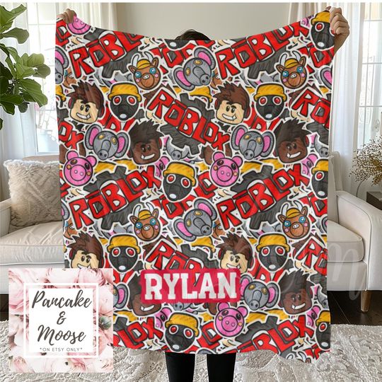 Personalized Gamer Blanket | Custom Name Gaming Throw | Cool Red & Black Gamer Gift for Kids