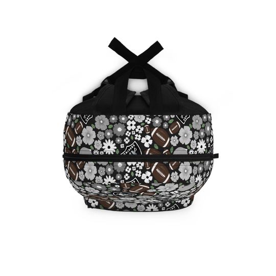 Las Vegas Football Floral Backpack - Black & Silver Game Day School Bag