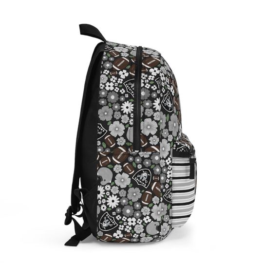 Las Vegas Football Floral Backpack - Black & Silver Game Day School Bag