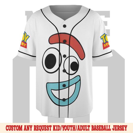 Forky Halloween Costume Baseball Jersey, Forky Halloween Group, Forky Emotion Face Jersey