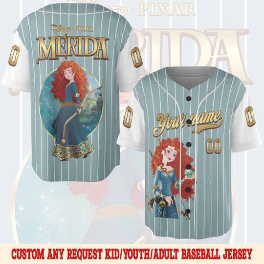Personalized Merida Brave Baseball Jersey, Custom Disney Princess Merida Baseball Shirt