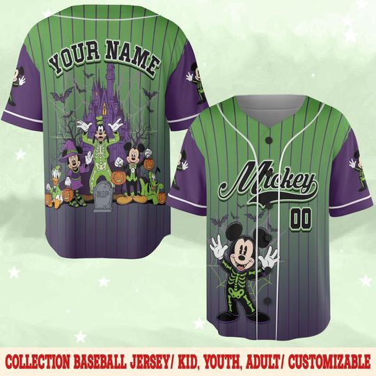 Personalized Disney Mickey And Friends Oogie Boogie Halloween Baseball Jersey
