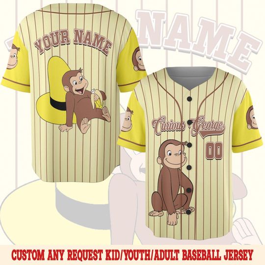 Curious George Birthday Baseball Jersey/Curious George Baseball Shirt