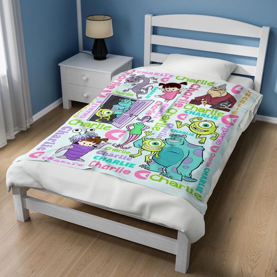 Personalized Monsters Inc Blanket, Custom Name Monster Inc Blanket