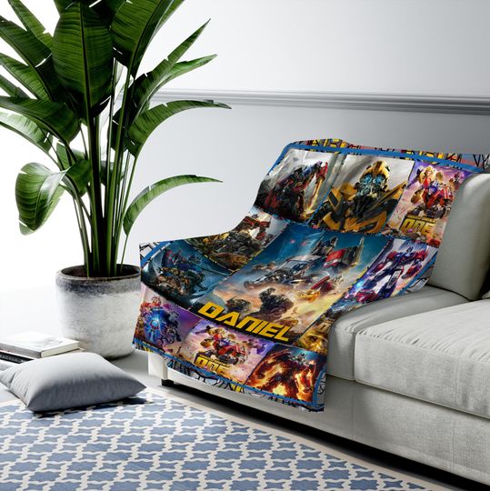Custom Transformer Blanket Robot Personalized Blankets, Boy Bed Room Memorial Blanket