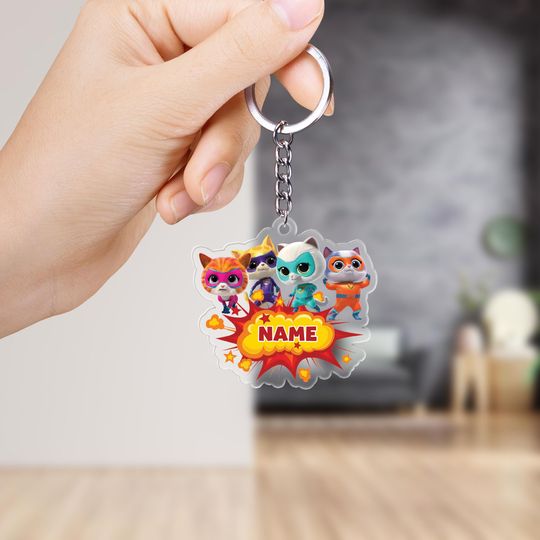 Personalized SuperKitties Cutout Keychain/SuperKitties Christmas Keychain