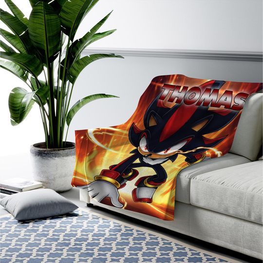 Custom Sonic or Shadow The Hedgehog Blanket, Custom Name Blanket