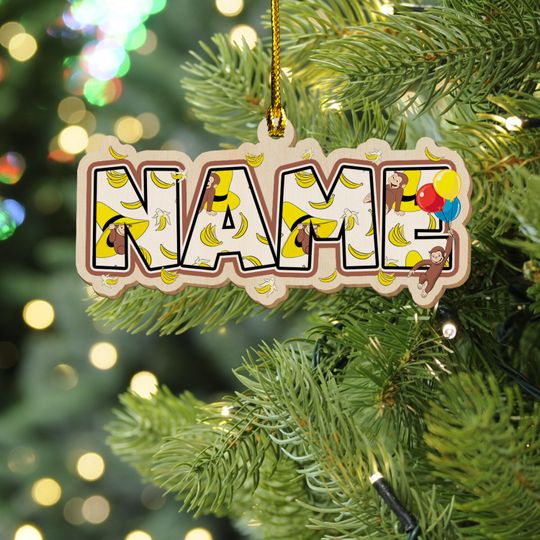 Custom Curious George Ornament, Custom Name Customized Curious George