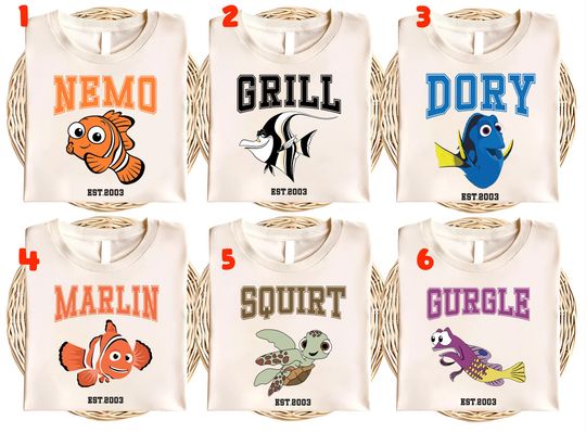Retro Disney Finding Nemo All Characters Est 2003 Group Custom Vintage Shirt