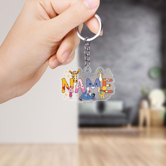 Personalized Winnie The Pooh Disney Christmas Keychain