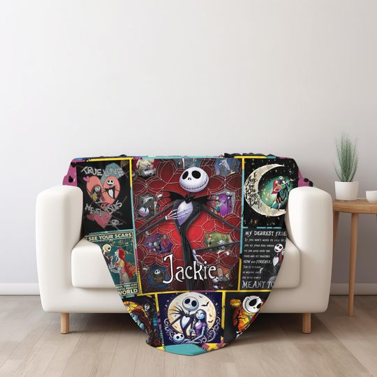 Custom Jack Skellington Sally Blanket, The Nightmare Before Christmas Blanket
