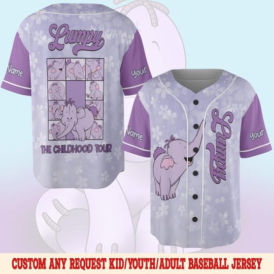 Custom Disney Lumpy Baseball Jersey, Winnie The Pooh Shirt, Personalized Disney Jersey