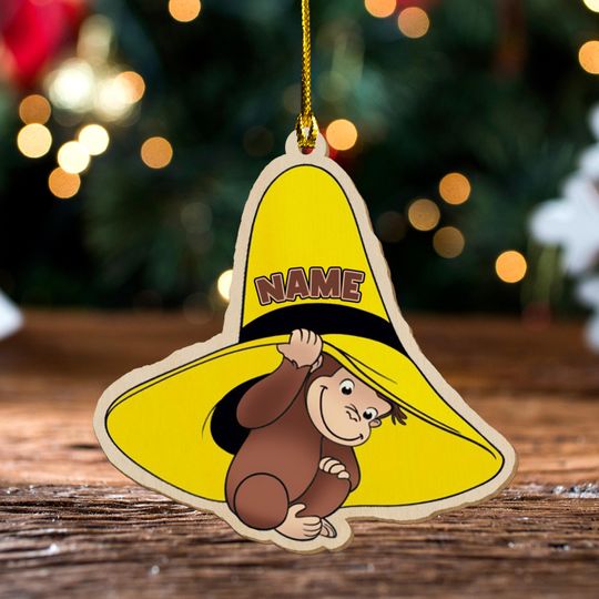 Custom Name Curious George Christmas Acrylic Ornament