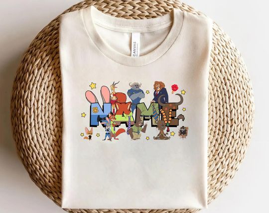 Custom Name Disney Zootopia Shirt, Personalized Judy Hopps & Nick Wilde Movie Tee