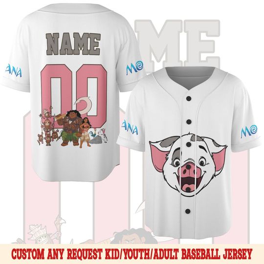 Personalized Pua And Hei Hei Kakamora Baseball Jersey