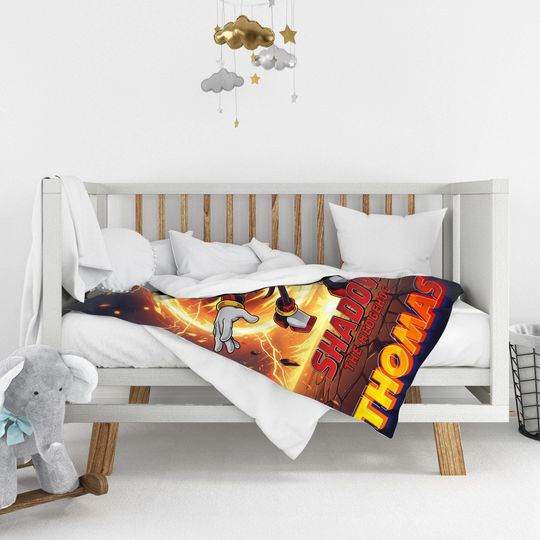 Custom Shadow The Hedgehog Blanket, Personalized Cartoon Hedgehog Minky Sherpa Blanket