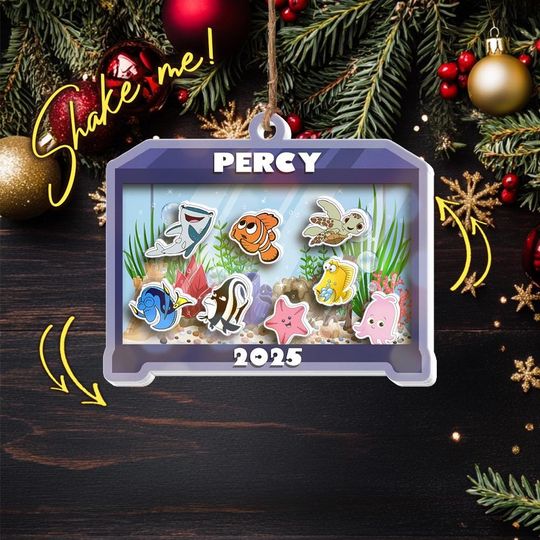 Finding Nemo Christmas Shaker Acrylic Ornament, Nemo Dory Disney Christmas Keepsake