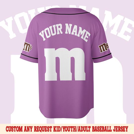personalized m m candy halloween baseball jersey, m and m birthday baseball jersey