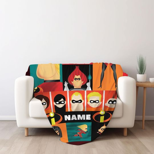 Incredibles 2 Blanket, Mr Incredible, Elastigirl Blanket, Horror Fleece Blanket
