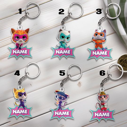 Custom Super Kitties Christmas Keychain, Super Kitties Keychain